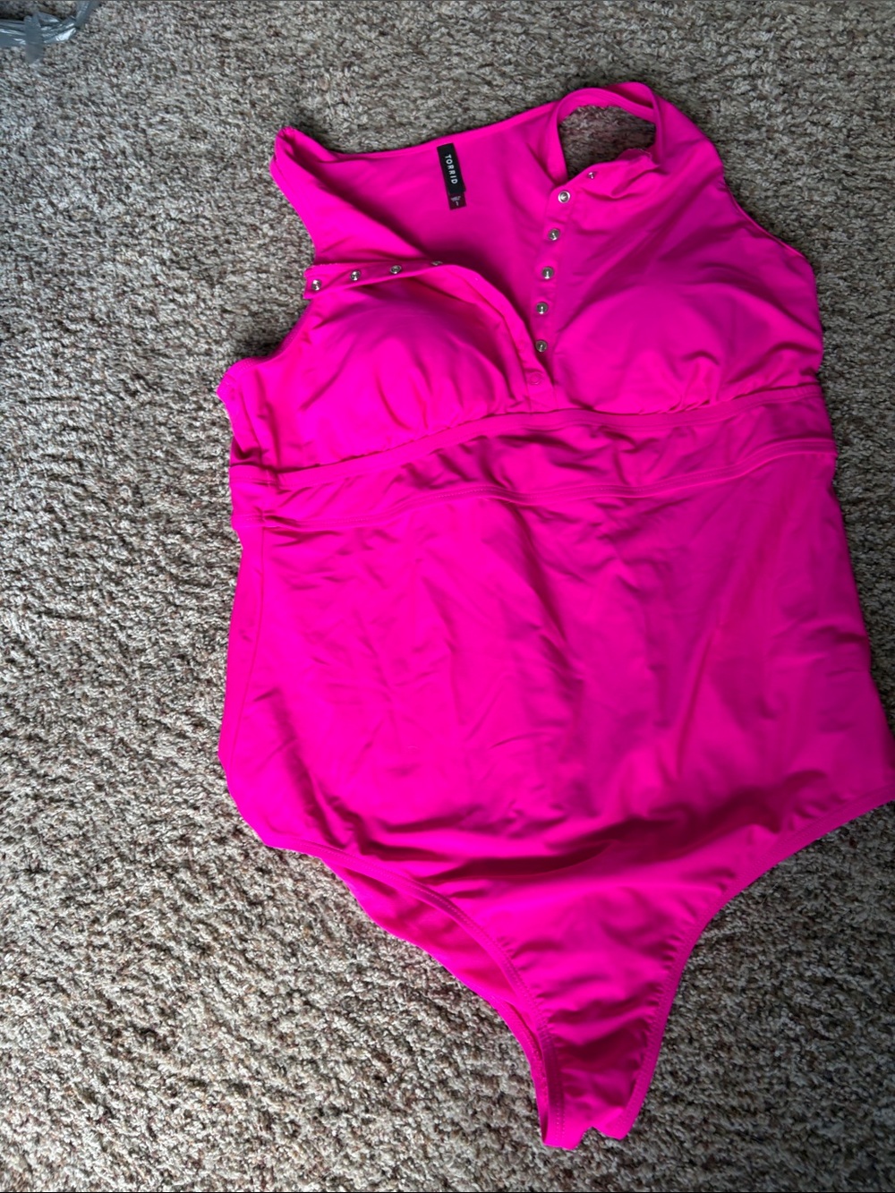 Torrid Hot Pink One-Piece Swimsuit with Snap Front